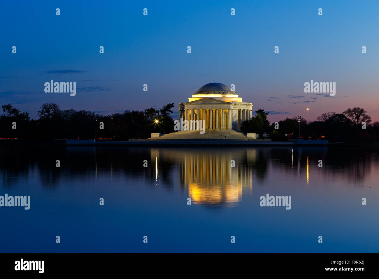 Jefferson Memorial illuminated at night in Washington DC Stock Photo
