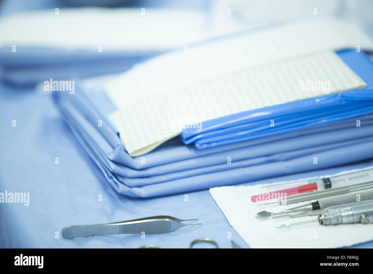 Hospital emergency surgery operating room medical clinic instruments on