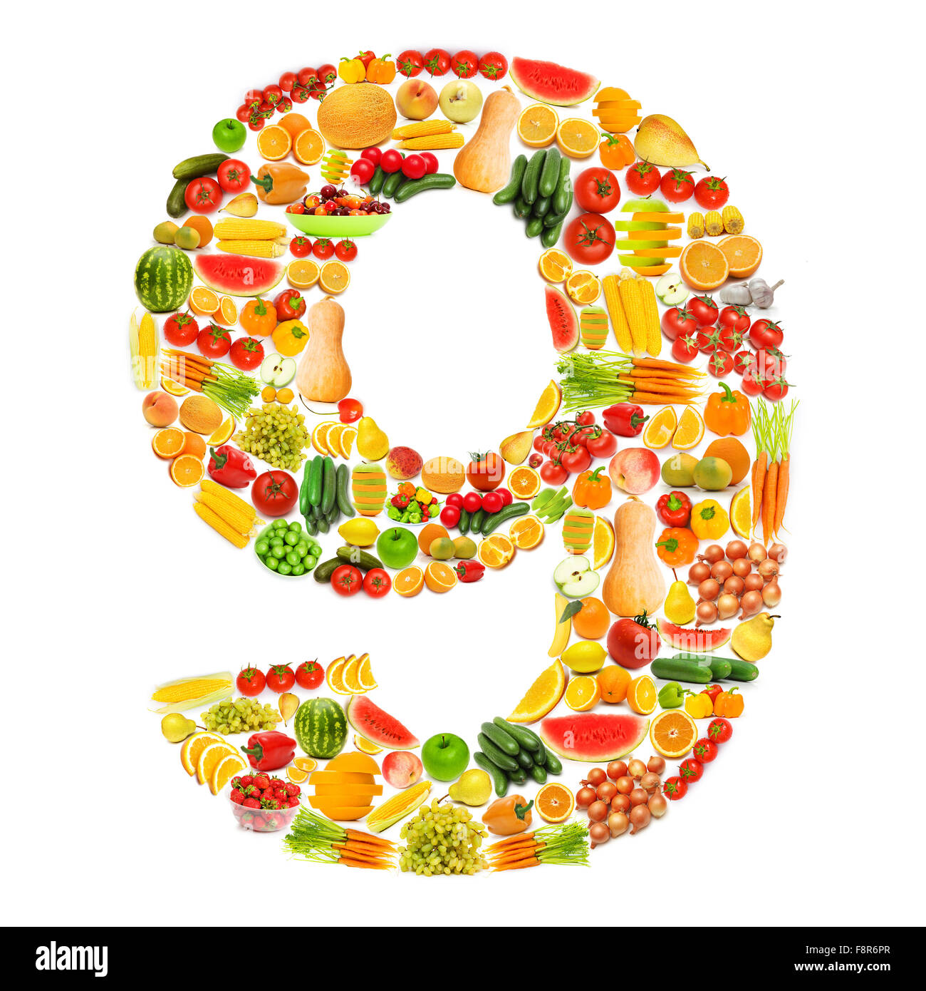 Цифры из овощей и фруктов