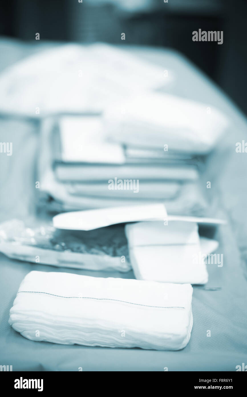 Hospital emergency surgery operating room medical clinic instruments on