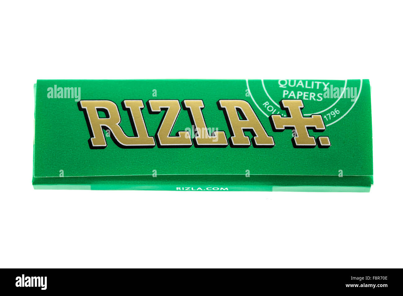 Packet Of  RIZLA Green Quality Rolling Papers, RIZLA Have Been Making Rolling Papers Since 1796 Stock Photo