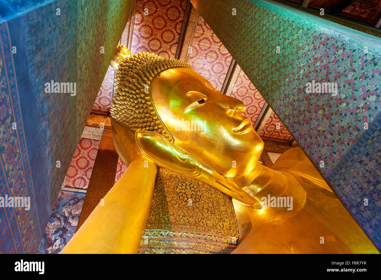 Thailand - Bangkok, Wat Pra Kaeo - Grand Royal Palace, Buddha statue in Wat Po Temple Stock Photo