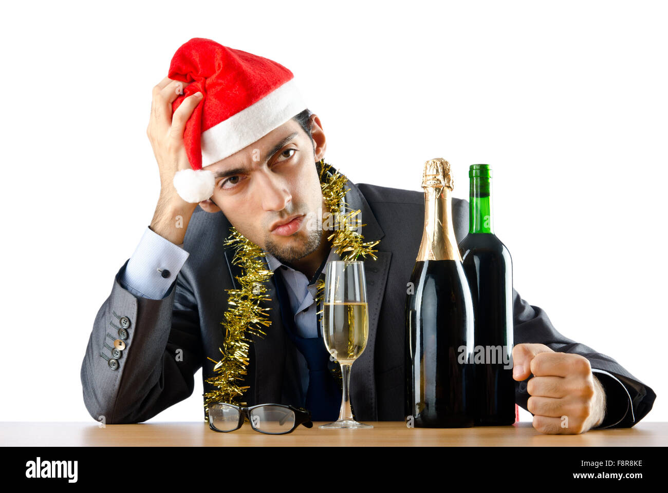 Drunk office worker after christmas party Stock Photo - Alamy