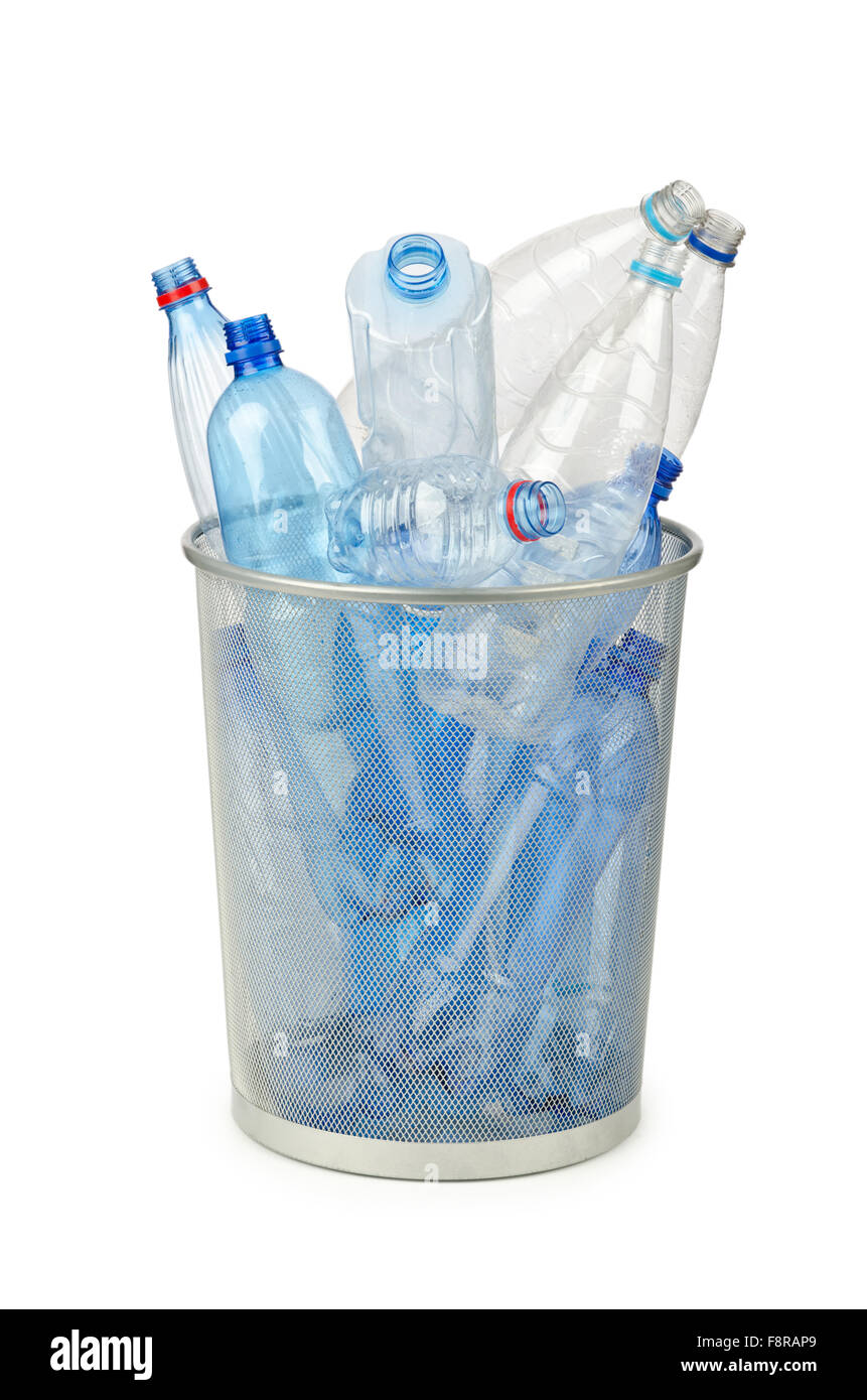 Empty plastic water bottles on white Stock Photo - Alamy