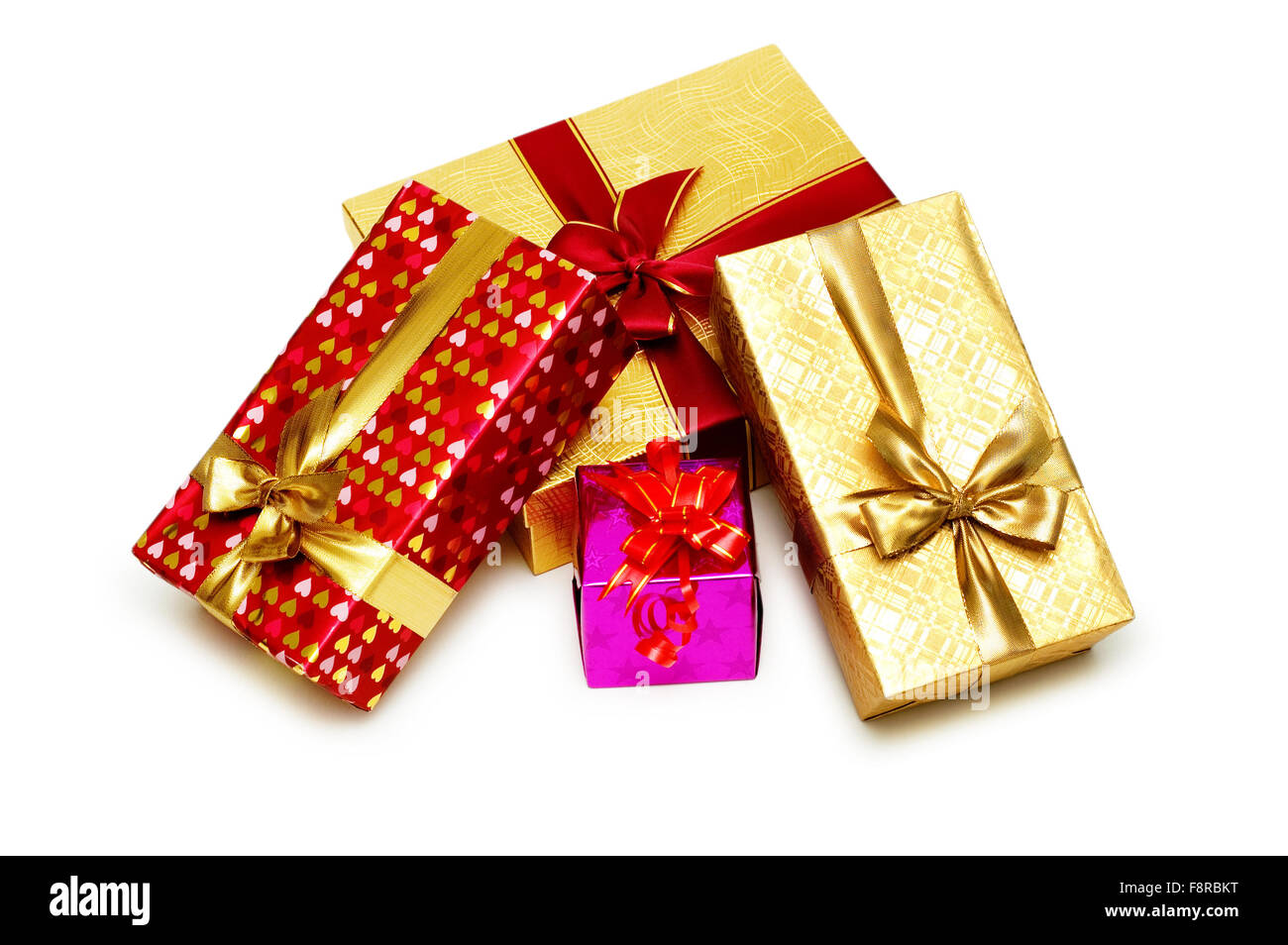 Gift boxes isolated on the white background Stock Photo - Alamy