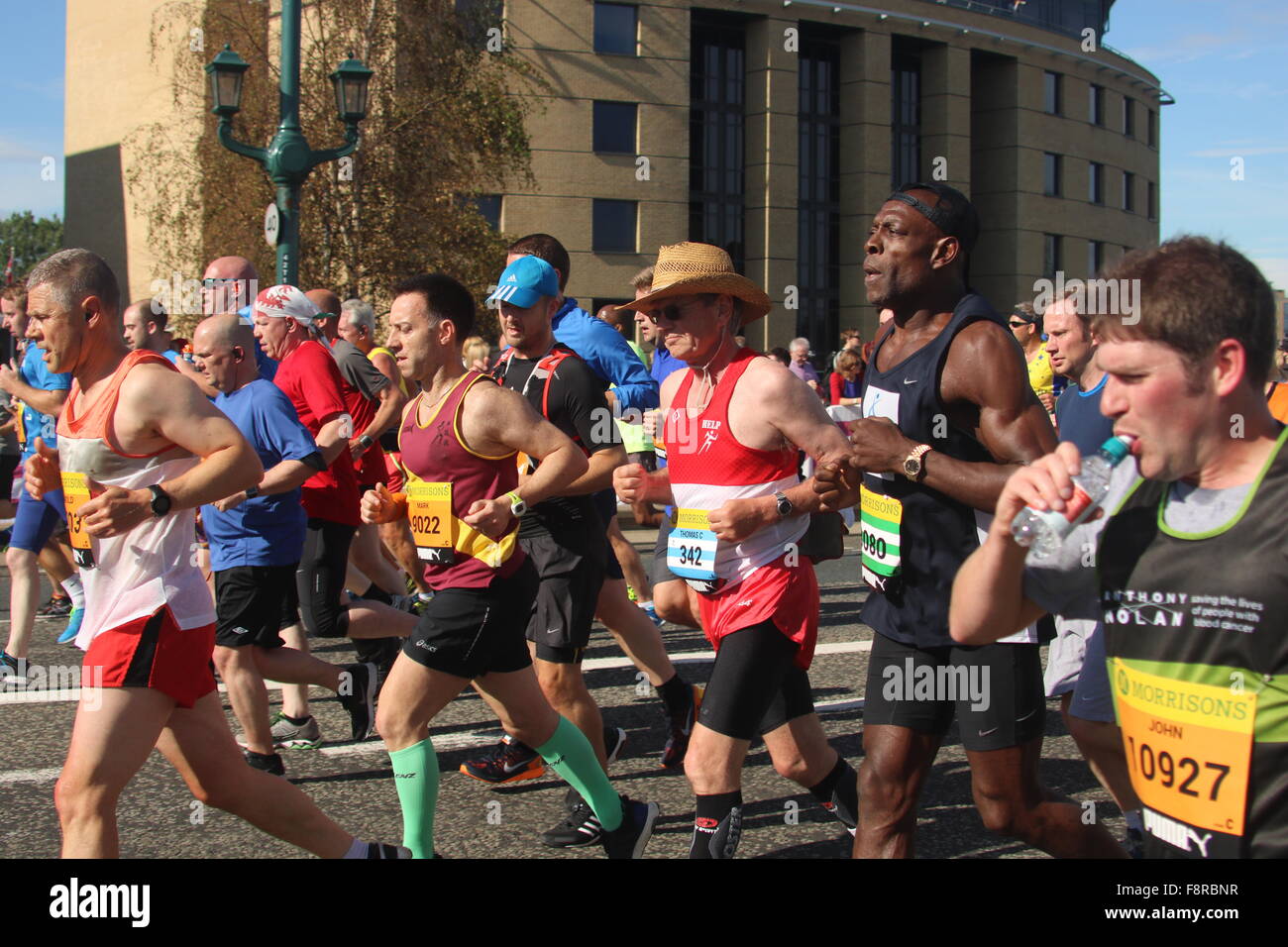 Former champion boxer Frank Bruno in the Great North Run. Stock Photo