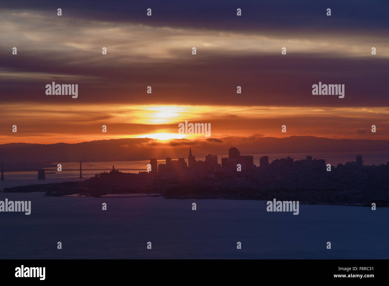 Sunrise over San Francisco, California, USA Stock Photo