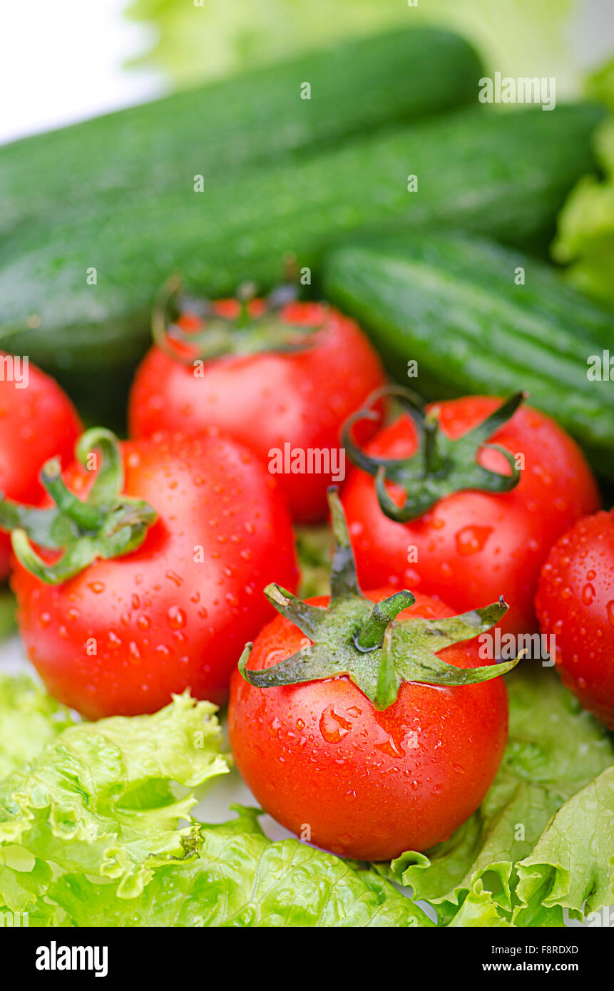 Tomatoes and cucumbers ready for salad Stock Photo - Alamy