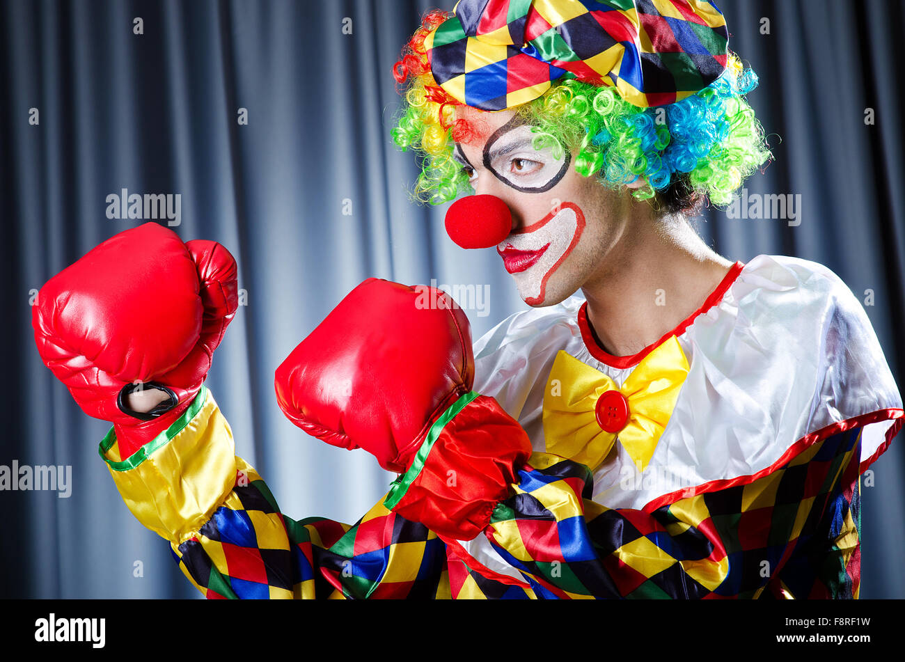 Clown with boxing gloves Stock Photo Alamy