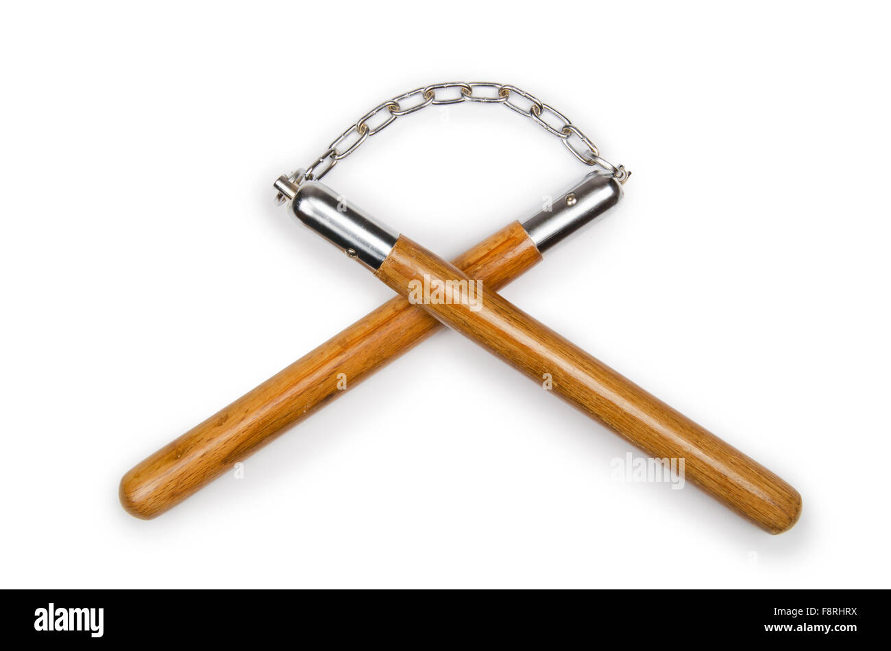Martial arts nunchaku weapon isolated on white Stock Photo Alamy