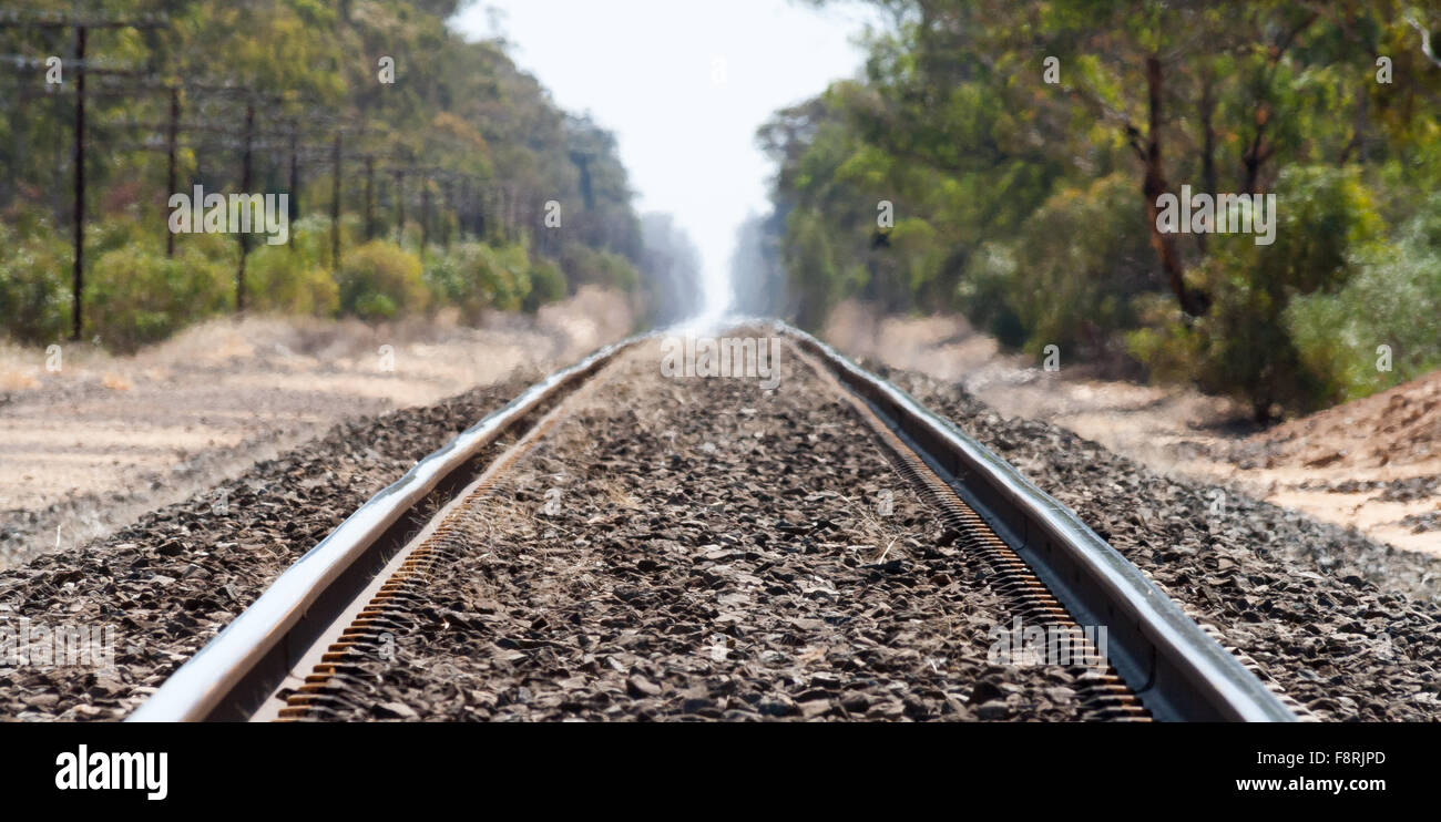 Railway tracks, Wal Wal, Victoria, Australia Stock Photo