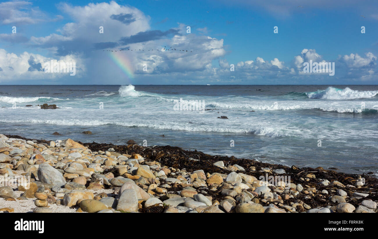 Rainbow over the sea, Cape Town, Western Cape, South Africa Stock Photo