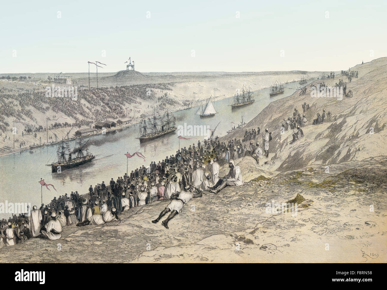 The opening the Suez Canal, on 17 November 1869, Stock Photo