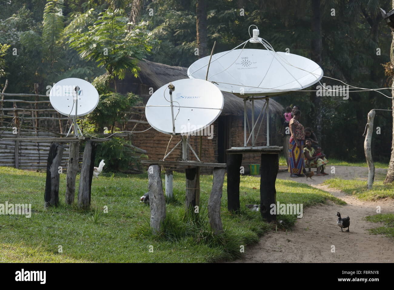 Satellite dishes, Matamba-Solo, Bandundu Province, Congo-Brazzaville Stock Photo