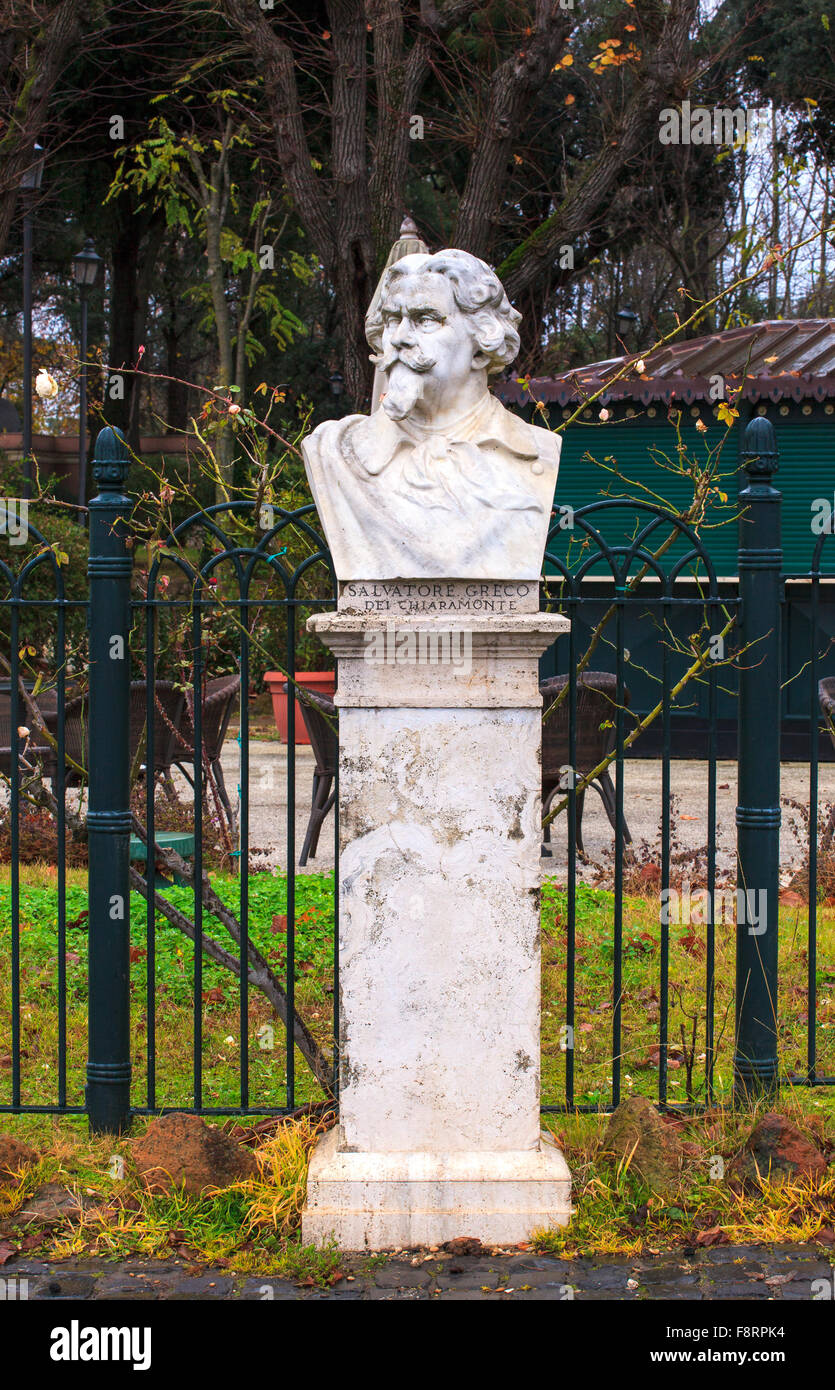 Half-length sculpture of Salvatore Greco dei Chiaramonte, Villa Borghese in Rome Stock Photo