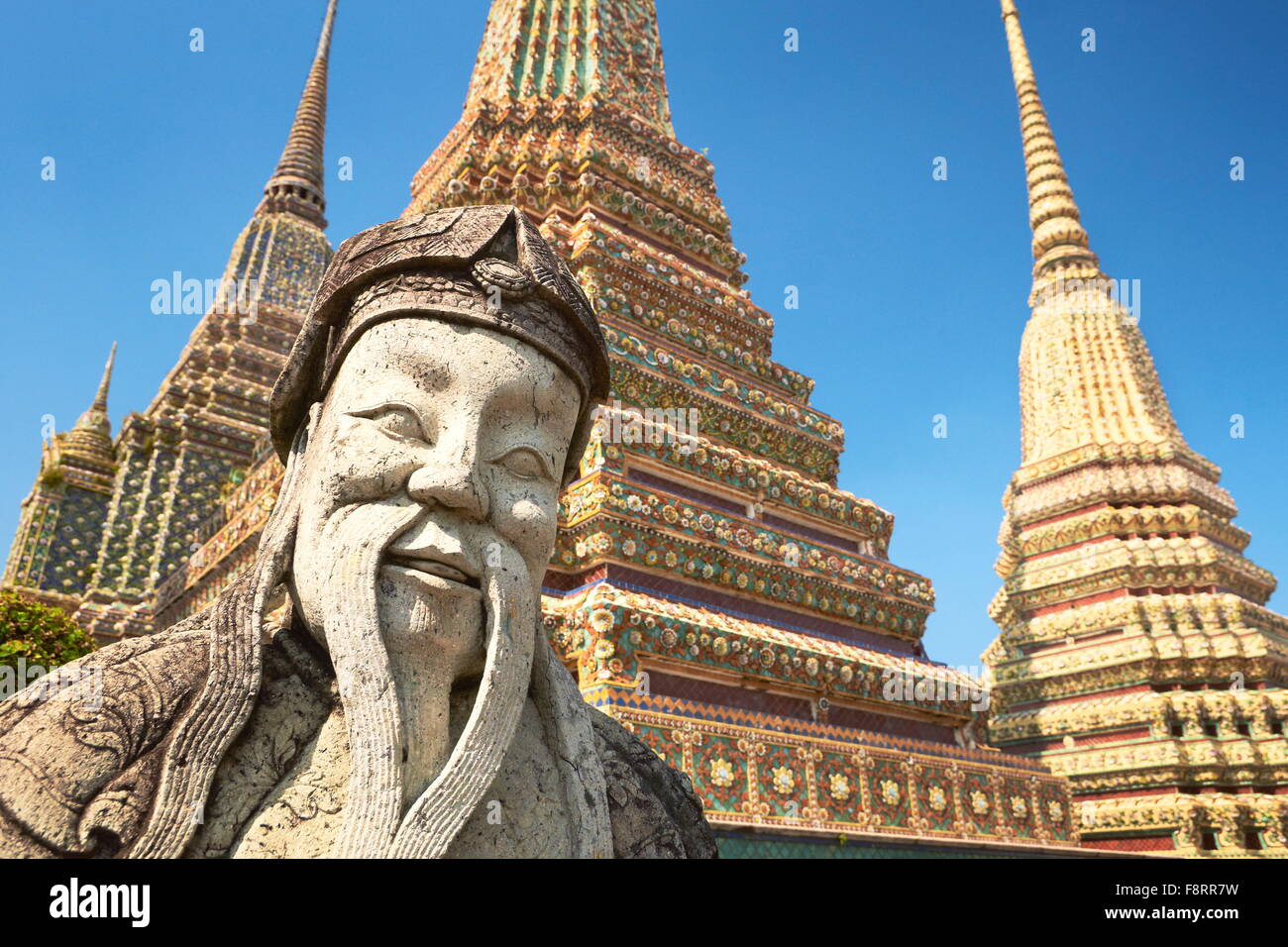 Thailand - Bangkok, Wat Phra Kaeo Temple, Grand Palace, stone statue Stock Photo