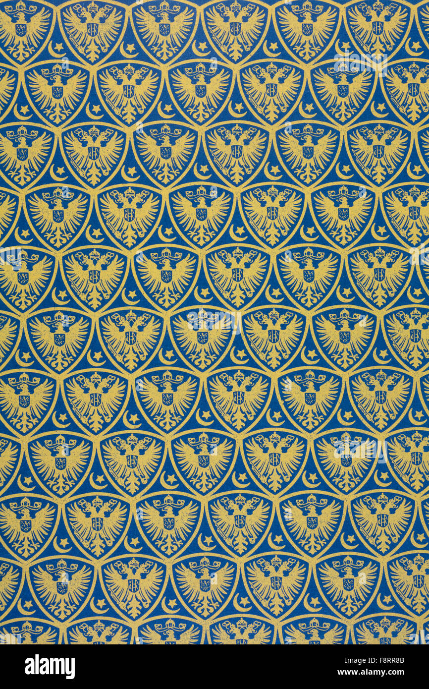 Decorative endpapers with the German Coat of Arms. Stock Photo