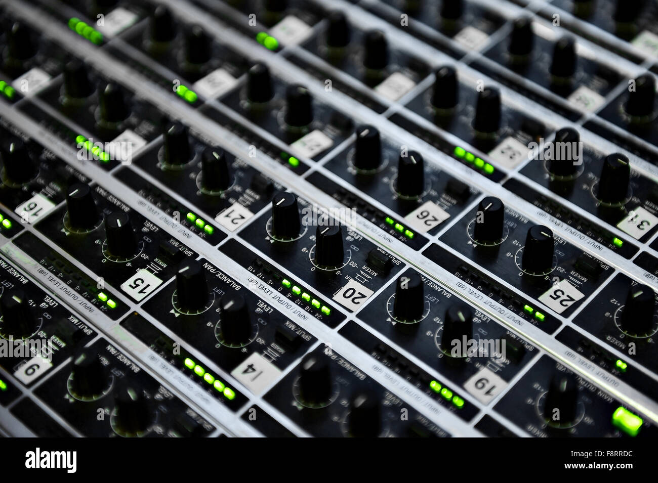 Detail with adjusting knobs on a professional audio mixer Stock Photo Alamy