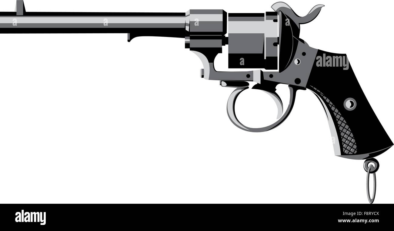 vintage priming revolver Stock Vector