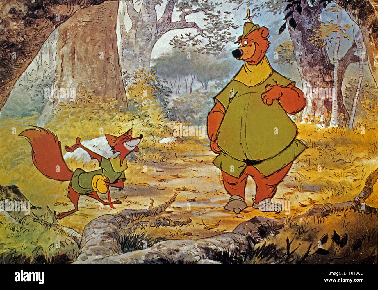 Robin Hood, USA 1973, Regie: Wolfgang Reitherman, Darsteller: Robin Hood ( Fuchs), Little John (Bär Stock Photo - Alamy