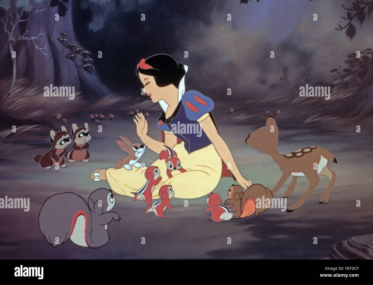 Snow White and the Seven Dwarfs, aka: Schneewittchen und die sieben Zwerge,  USA 1937, Regie: William Cottrell, Szenenfoto: Schneewittchen und die Tiere  im Wald Stock Photo - Alamy, image size:1300x995