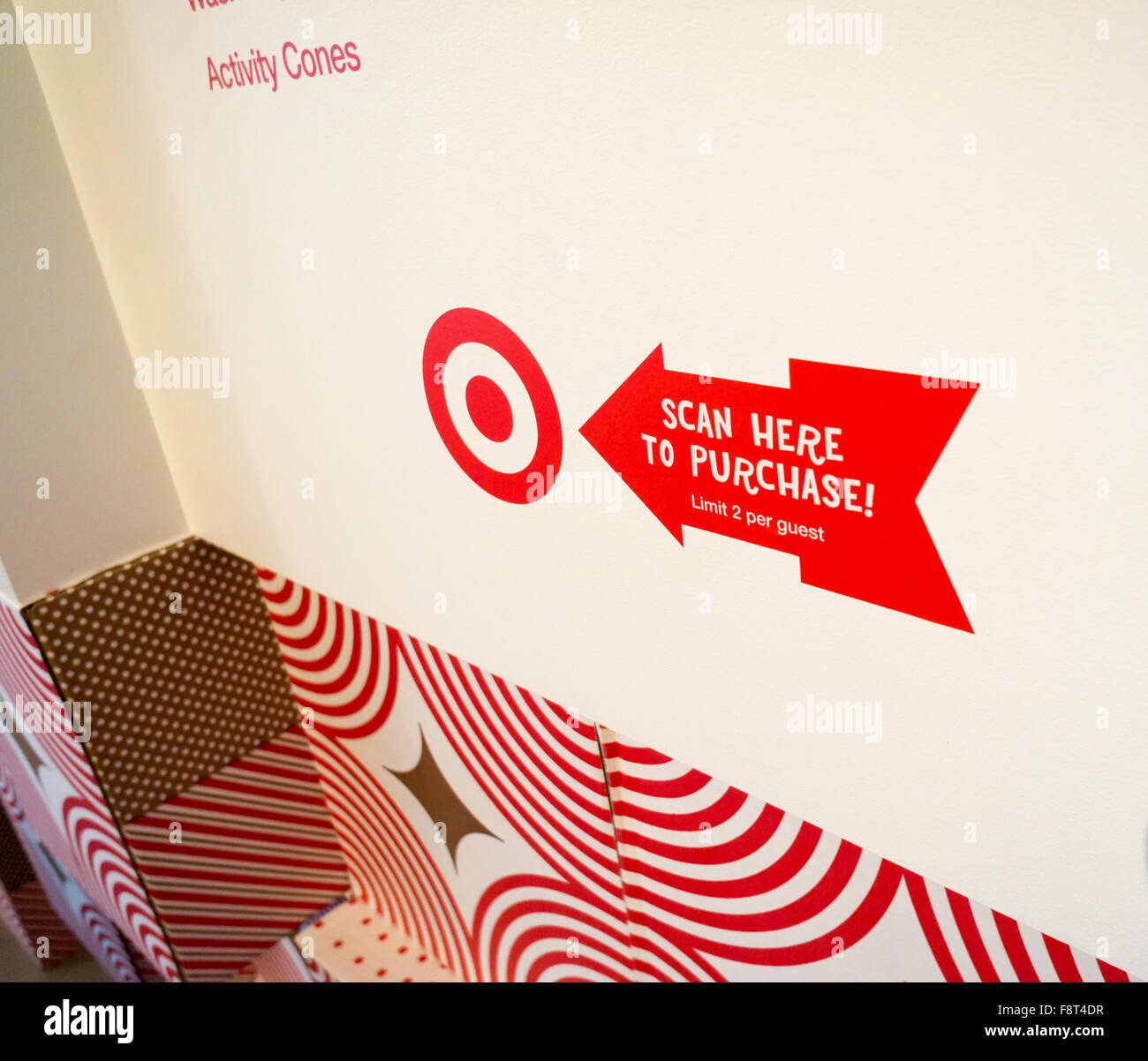 RFID receiver in the Target 'Wonderland!' pop-up store in the Meatpacking District in New York on its grand opening day, Wednesday, December 9, 2015. According to Target the store combines physical and digital shopping using medallions given to visitors with an embedded RFID chip. Tapping the chip to an antenna near the product lets you order it. The store is an experiment in technology replacing shopping carts with chips.  (© Richard B. Levine) Stock Photo