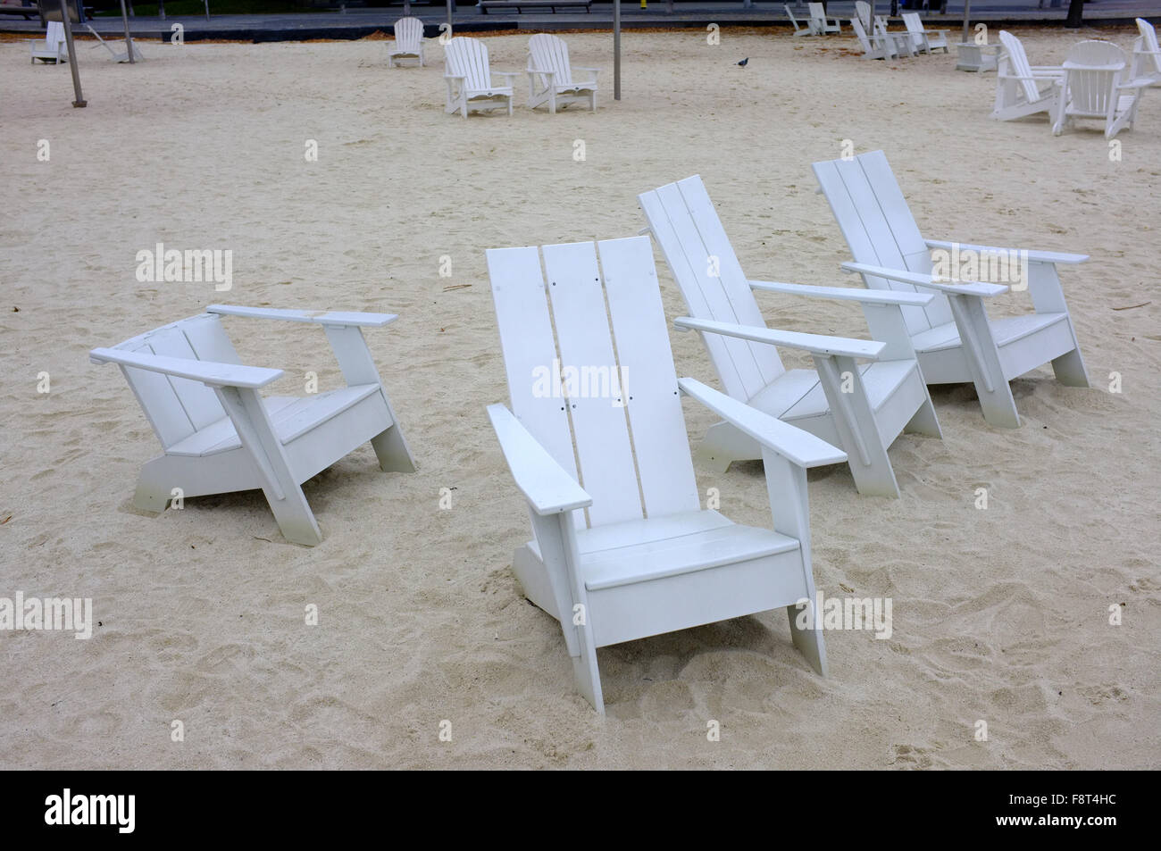 Empty Chairs On Sugar Beach In The East Bayfront Area Of