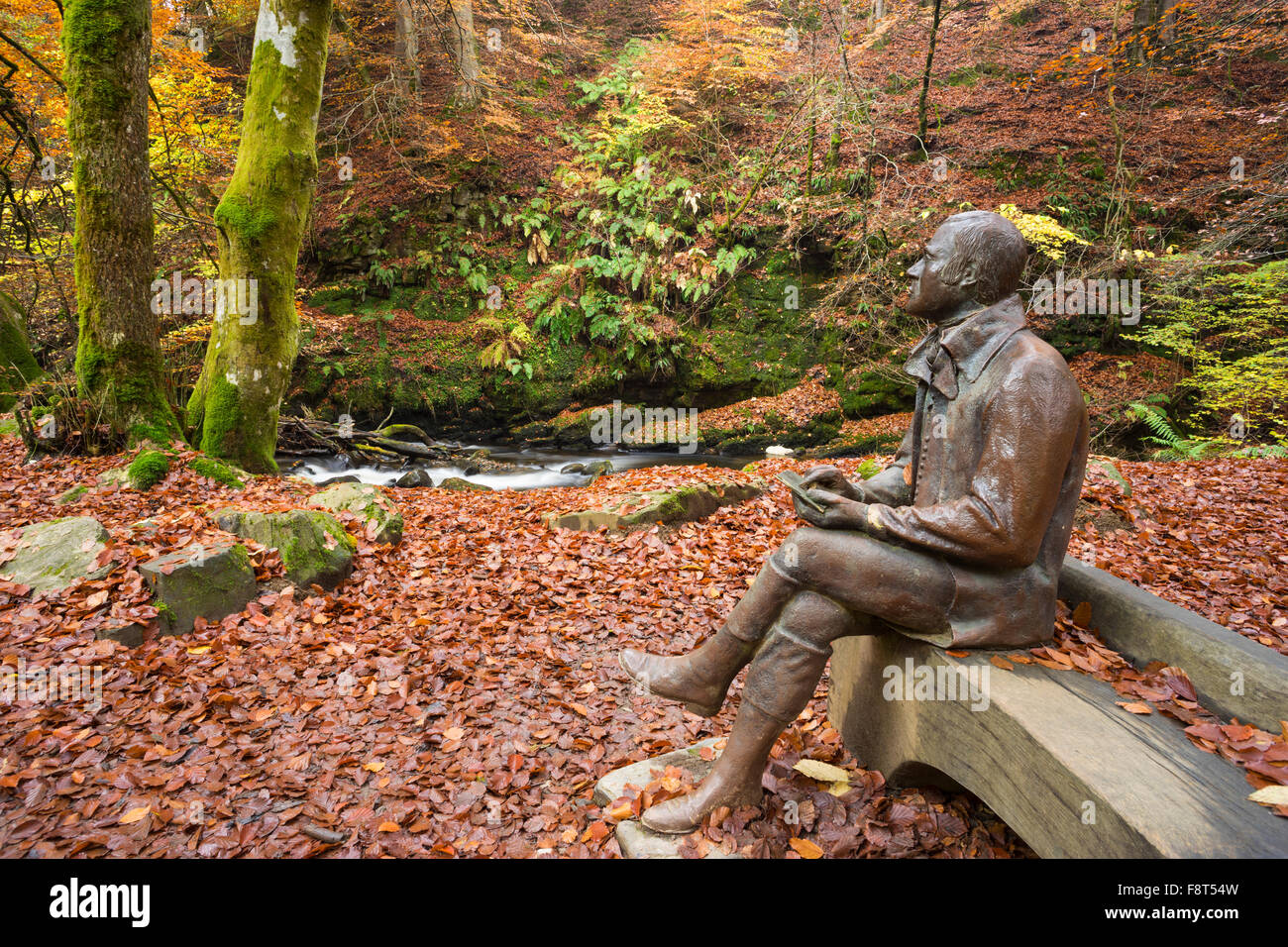 Statue of Robert Burns, The Birks of Aberfeldy, Perth & Kinross, Scotland, UK Stock Photo