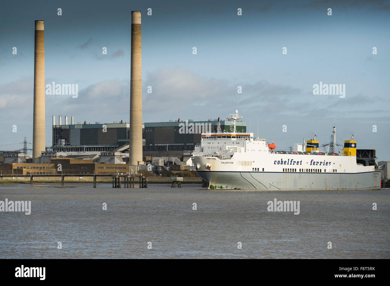 On the River Thames, the Valentine, a RoRo cargo ferry from the