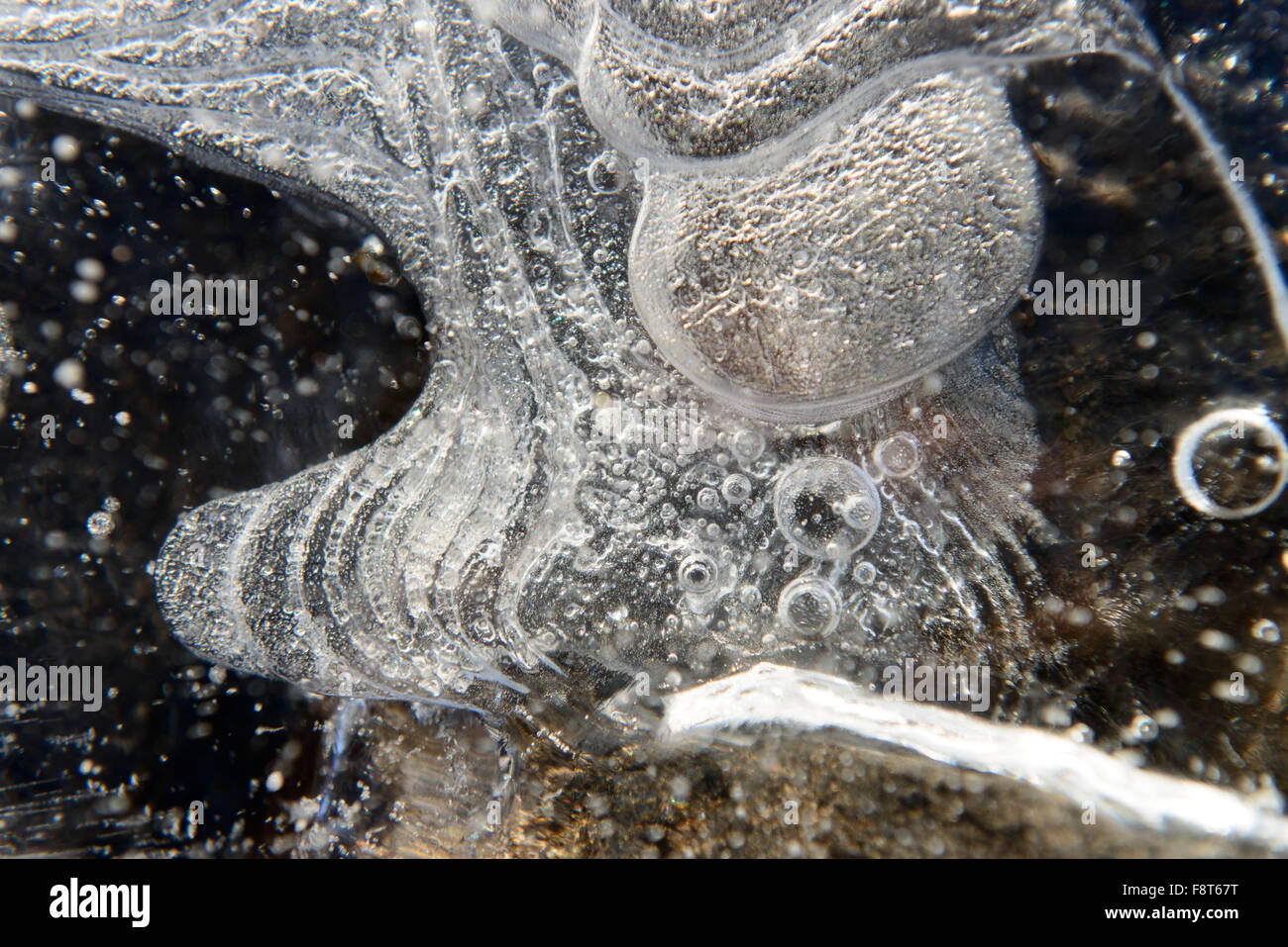 Air bubbles in ice Stock Photo