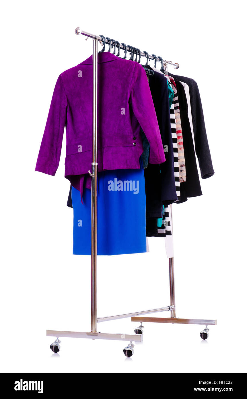 Clothing rack isolated on the white Stock Photo - Alamy