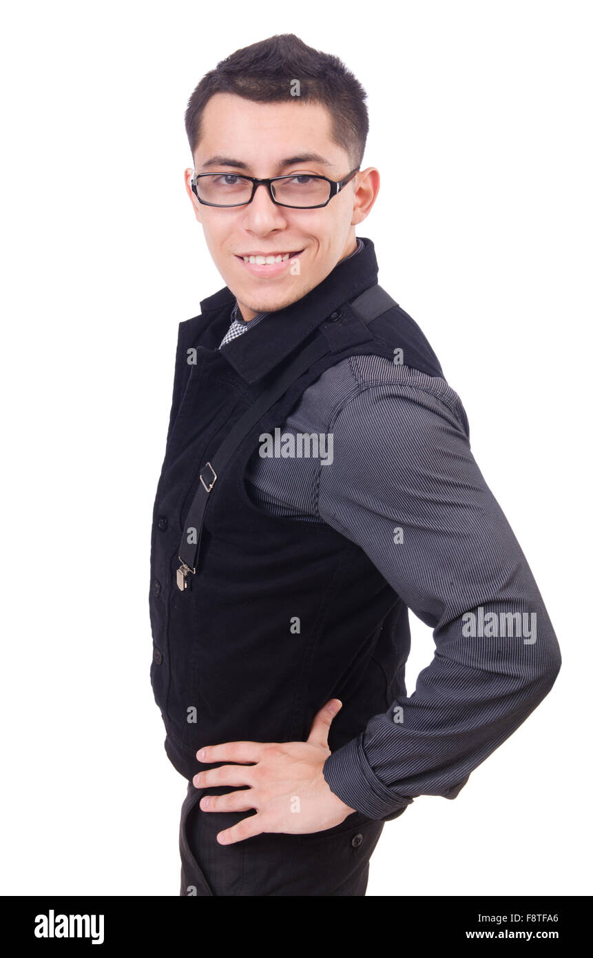 A young man wearing suit isolated on white Stock Photo - Alamy