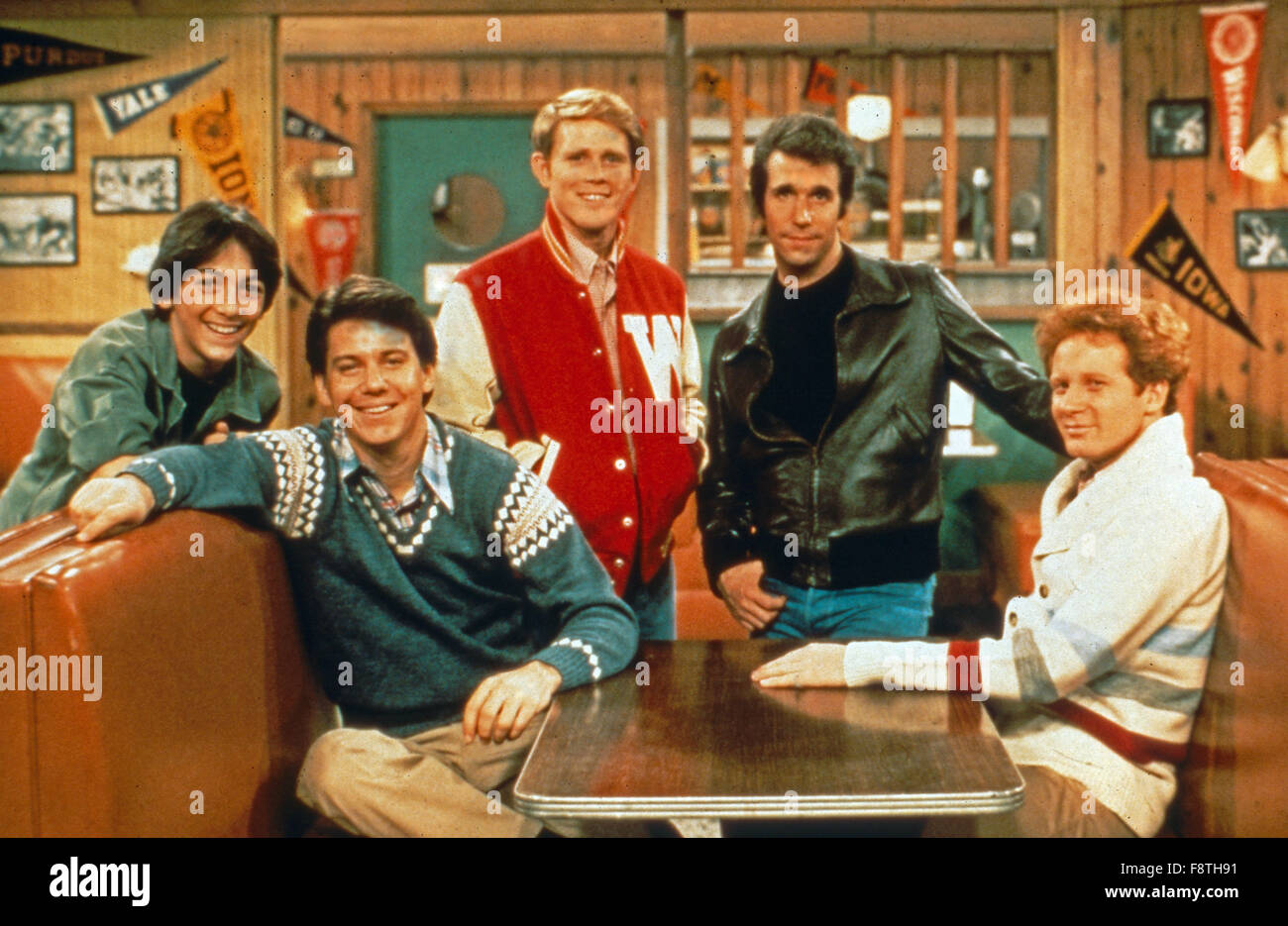 Happy Days Reunion Special, Fernsehspecial, USA 1992, Regie: Malcom Leo, Darsteller: Don Most, Henry Winkler, Anson Williams, Ron Howard, Scott Baio (links) Stock Photo