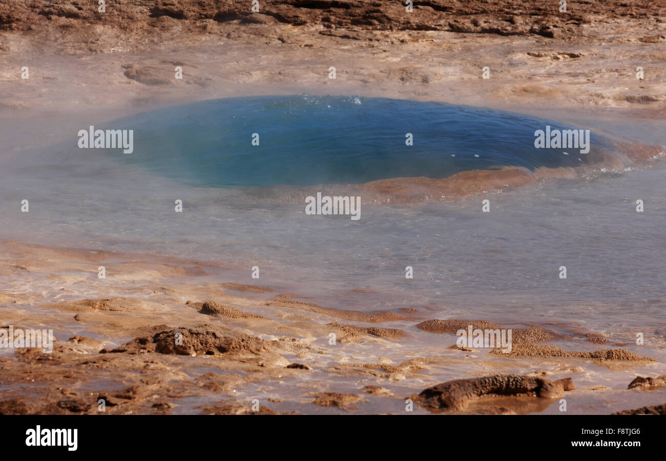Geyser Strokkur bubble formation sequence 2/3. Iceland Stock Photo Alamy