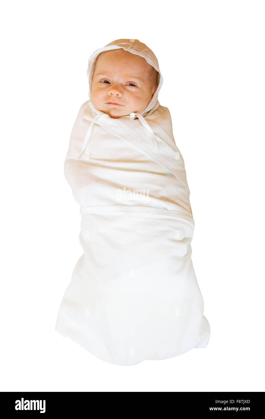 1 month baby in diaper over white background Stock Photo Alamy