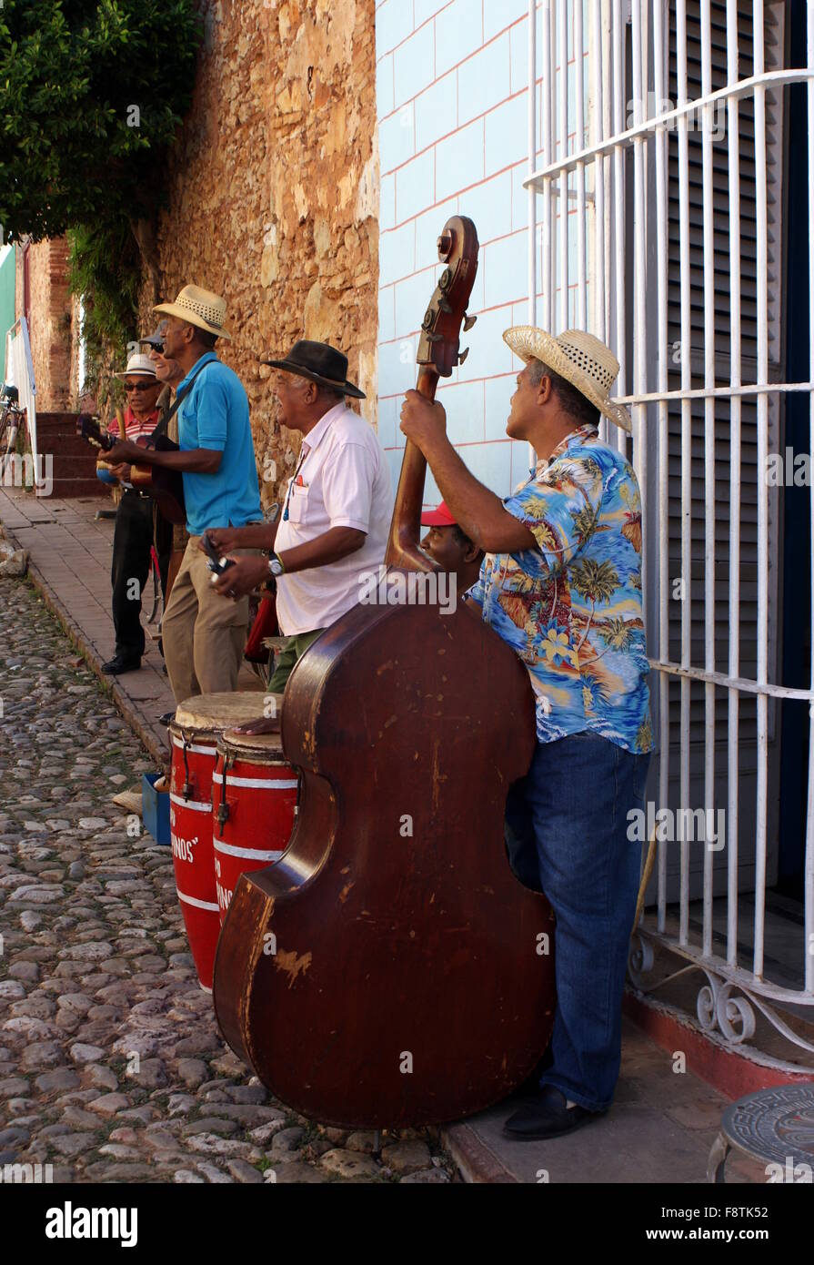 Street musicians, Trinidad, Cuba Stock Photo