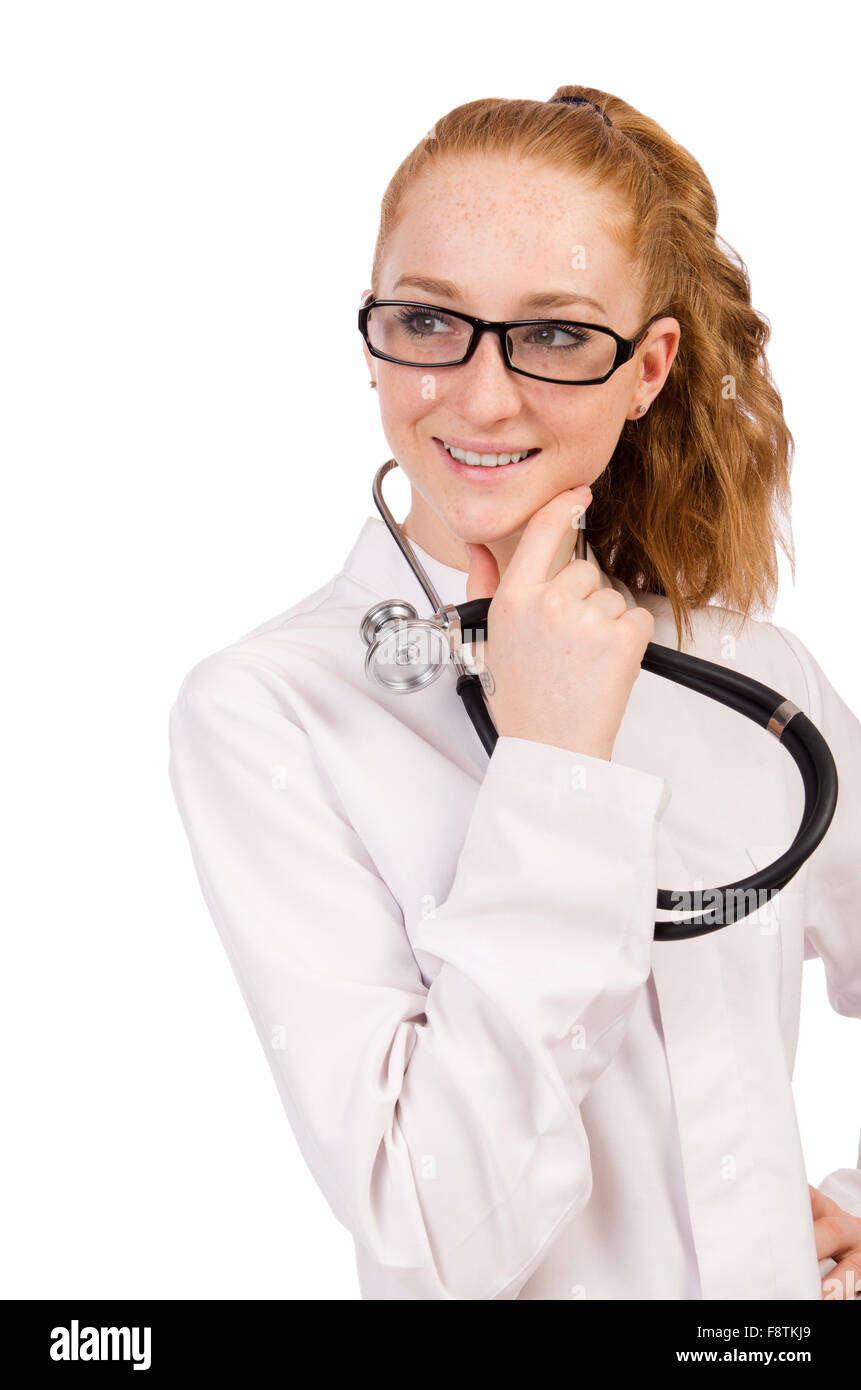 Young woman doctor isolated on white Stock Photo - Alamy