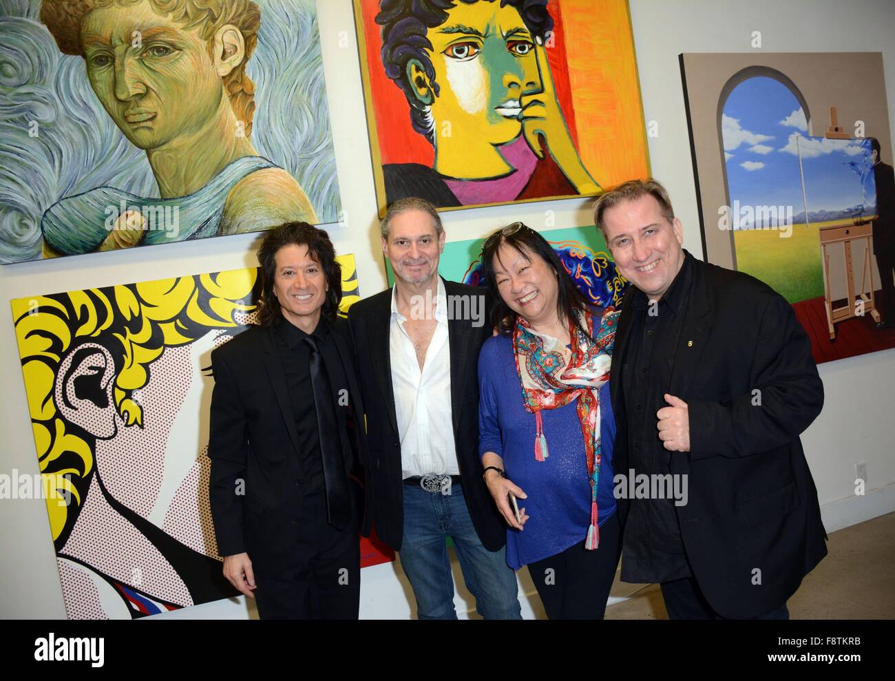 New York, NY, USA. 10th Dec, 2015. Michael Cartellone, Steve Walter, May Pang, Mark Kostabi in attendance for Michael Cartellone Art Opening, Soho Contemporary Art, New York, NY December 10, 2015. © Derek Storm/Everett Collection/Alamy Live News Stock Photo