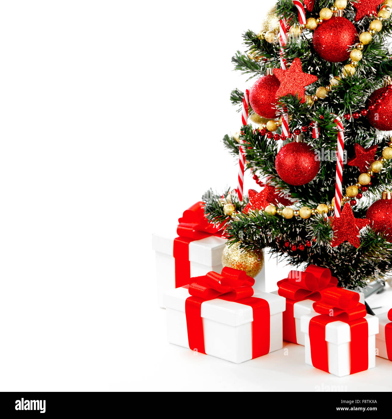 Beautiful decorated christmas tree isolated on white background Stock ...