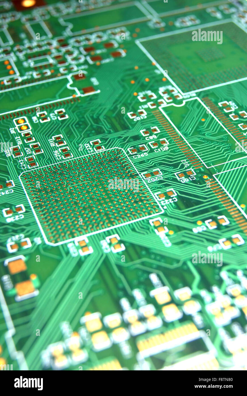 Printed circuit board green electronic background Stock Photo - Alamy