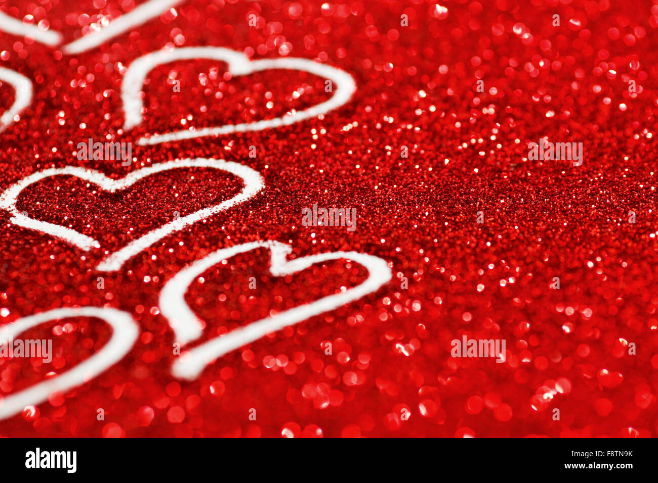 Happy Valentine's day card with hearts on glitter background Stock ...