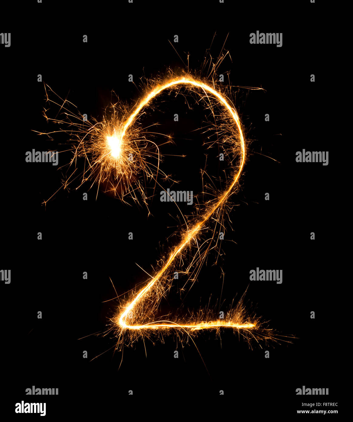 2.Digit two made of firework sparklers at night background Stock Photo Alamy