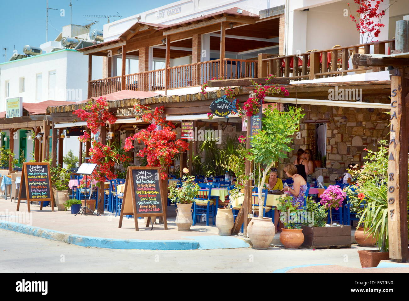 Kos - Dodecanese Islands, Greece, taverns in Kardamena village Stock Photo