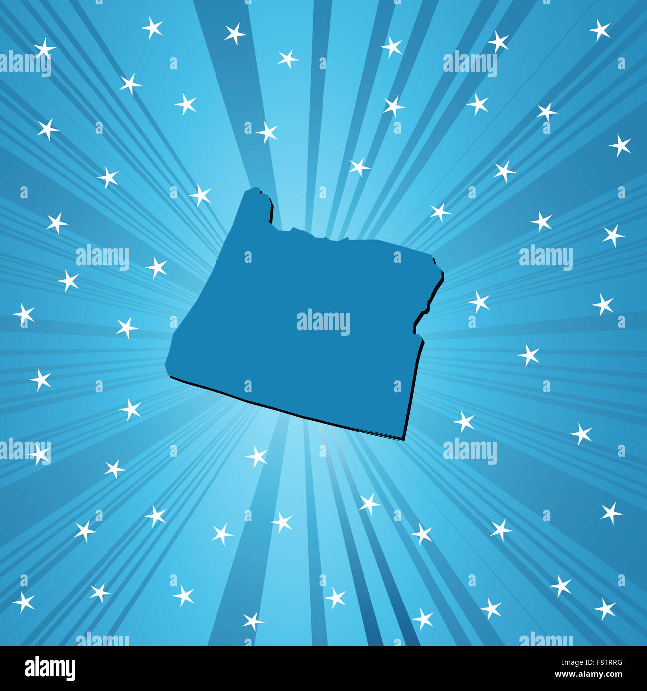 Blue Oregon map Stock Photo