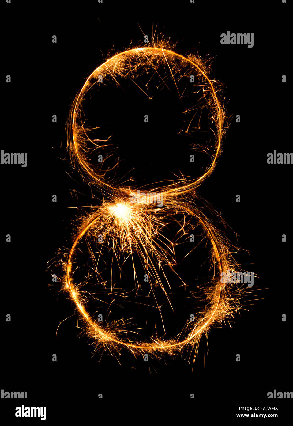 8.Digit eight made of firework sparklers at night background Stock Photo Alamy