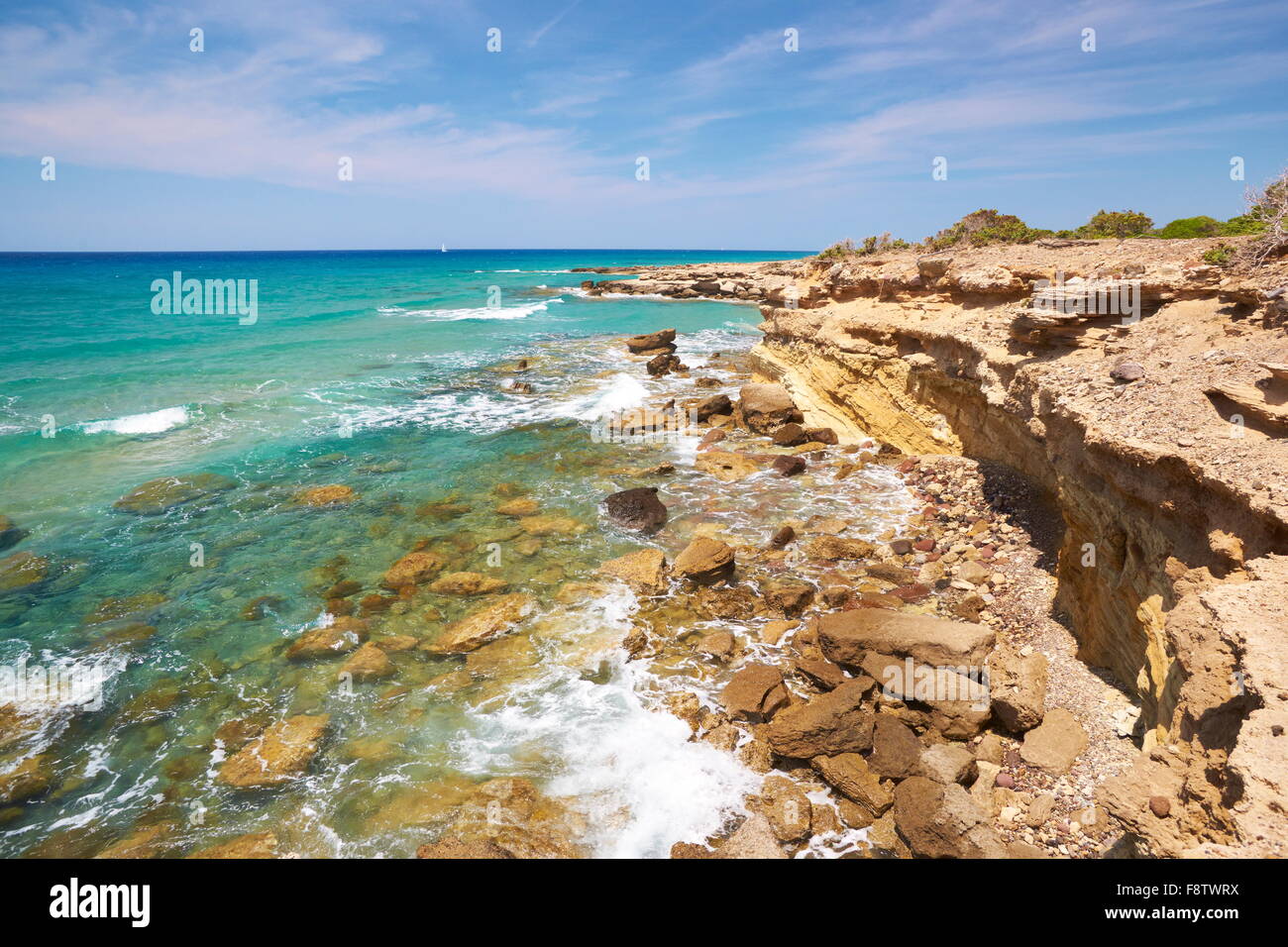 Kos - Dodecanese Islands, Greece, rocky shore near Limnionas village Stock Photo
