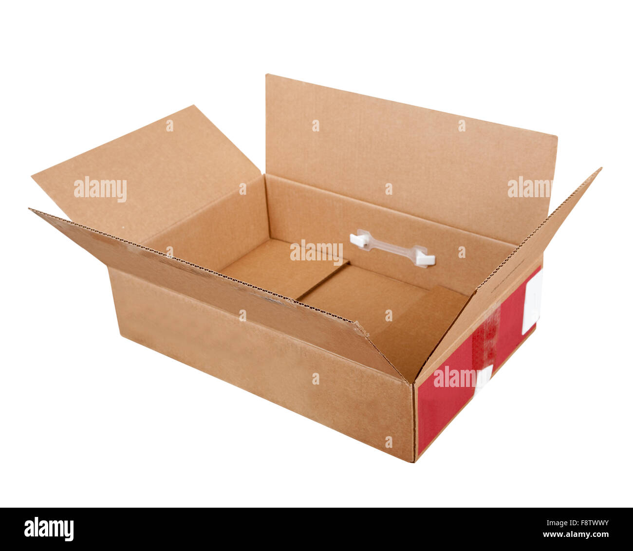 Opened cardboard box. Isolated over white background with clipping path