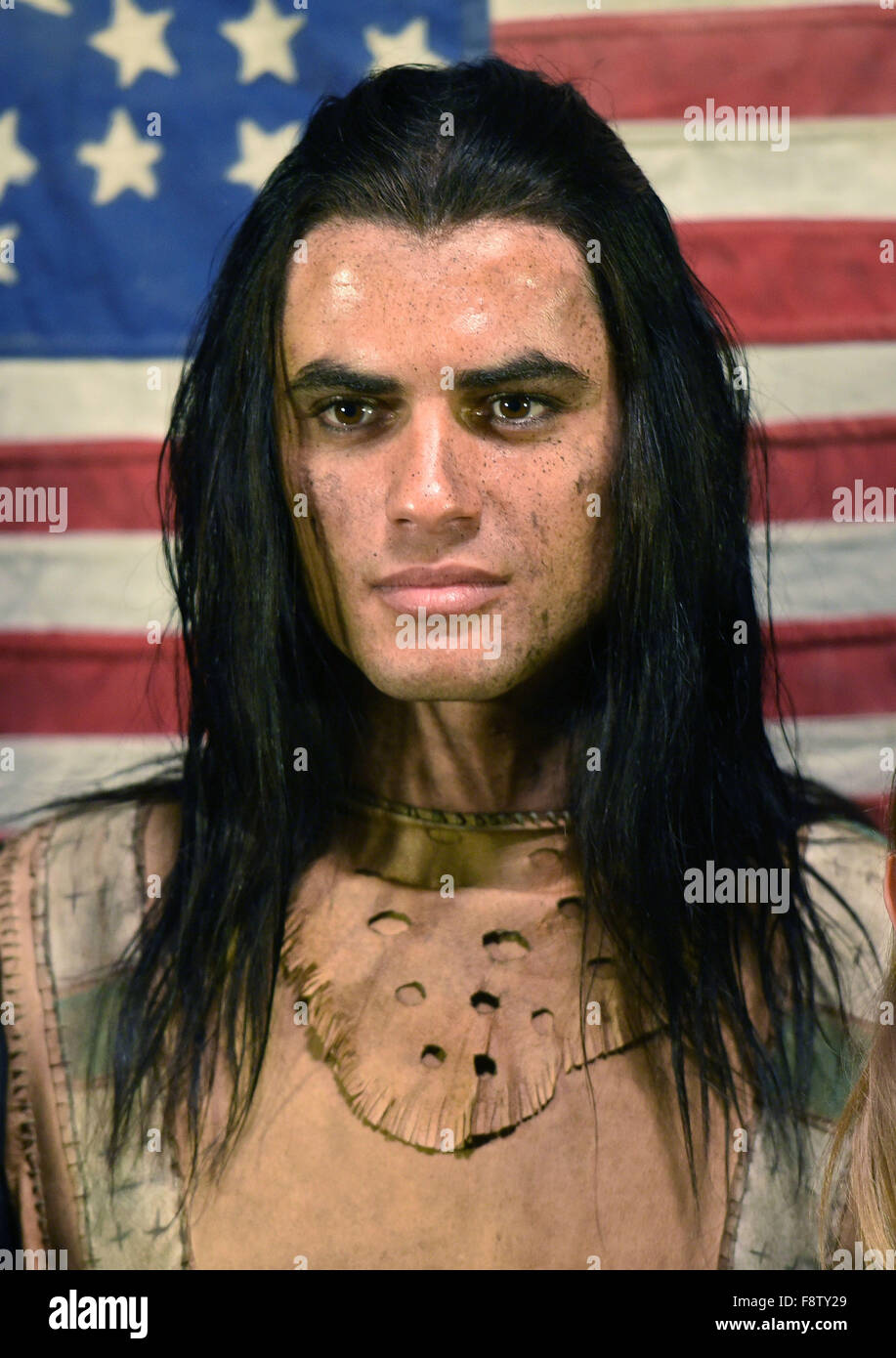 Cologne, Germany. 11th Dec, 2015. Actor Nik Xhelilaj as Winnetou poses  during a photo call on the set of the RTL trilogy 'Winnetou in Cologne,  Germany, 11 December 2015. A premier on