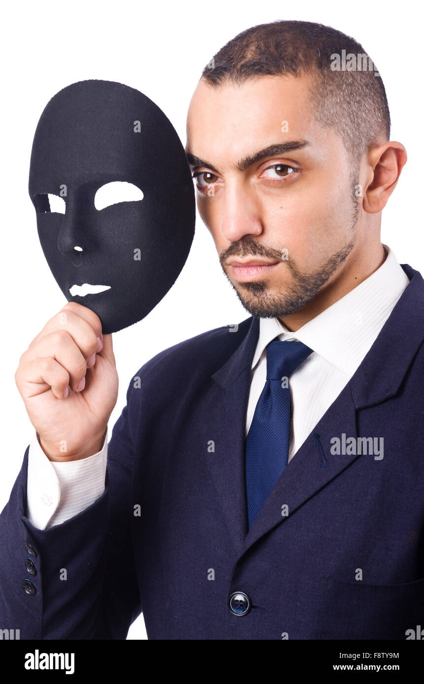 Man with mask isolated on white Stock Photo Alamy