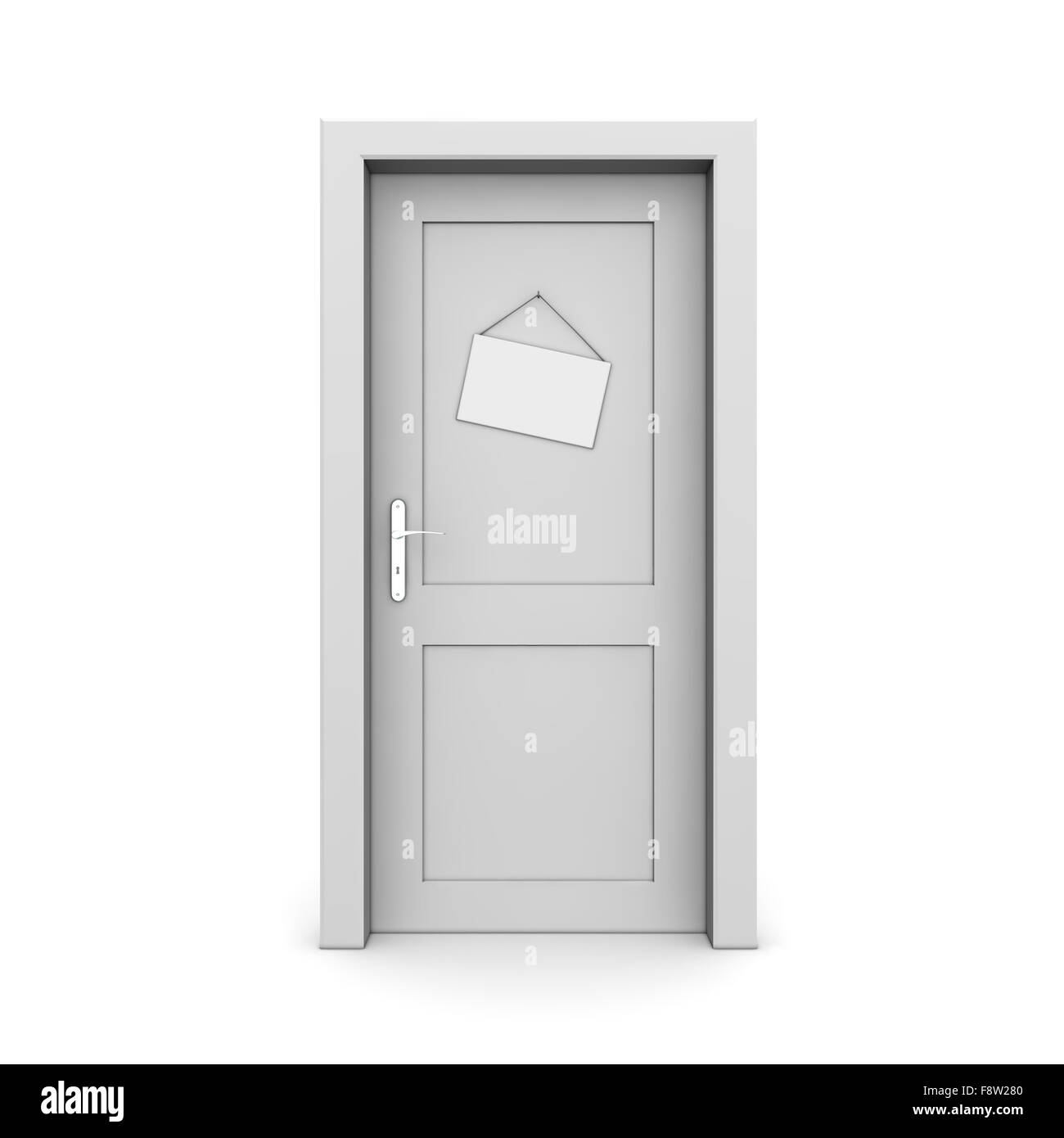 Closed Grey Door With Door Sign Stock Photo